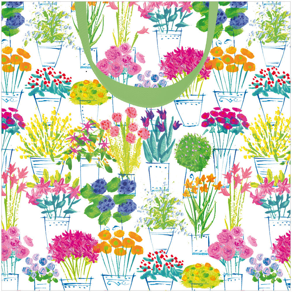 Bolsa de regalo estampada flores mediana