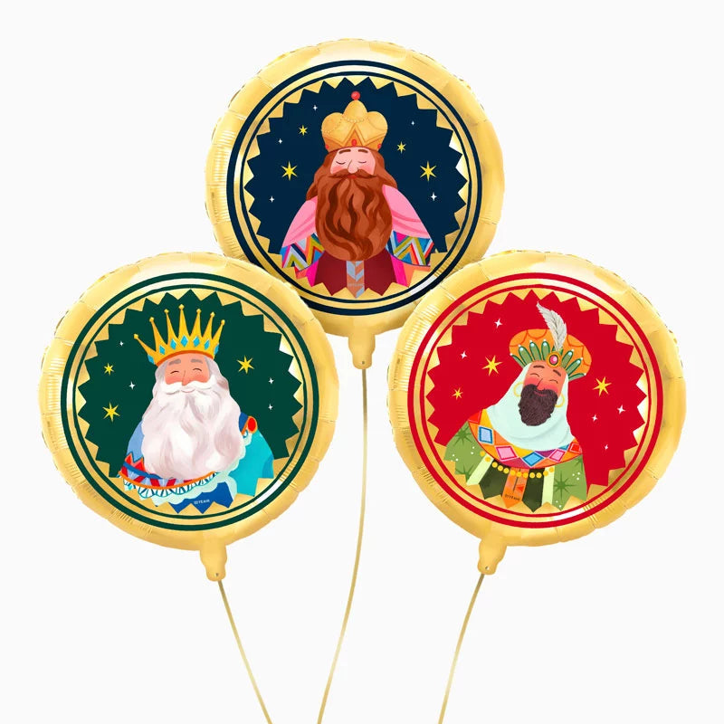 Globos foil redondo Reyes Magos- pack 3 uds.