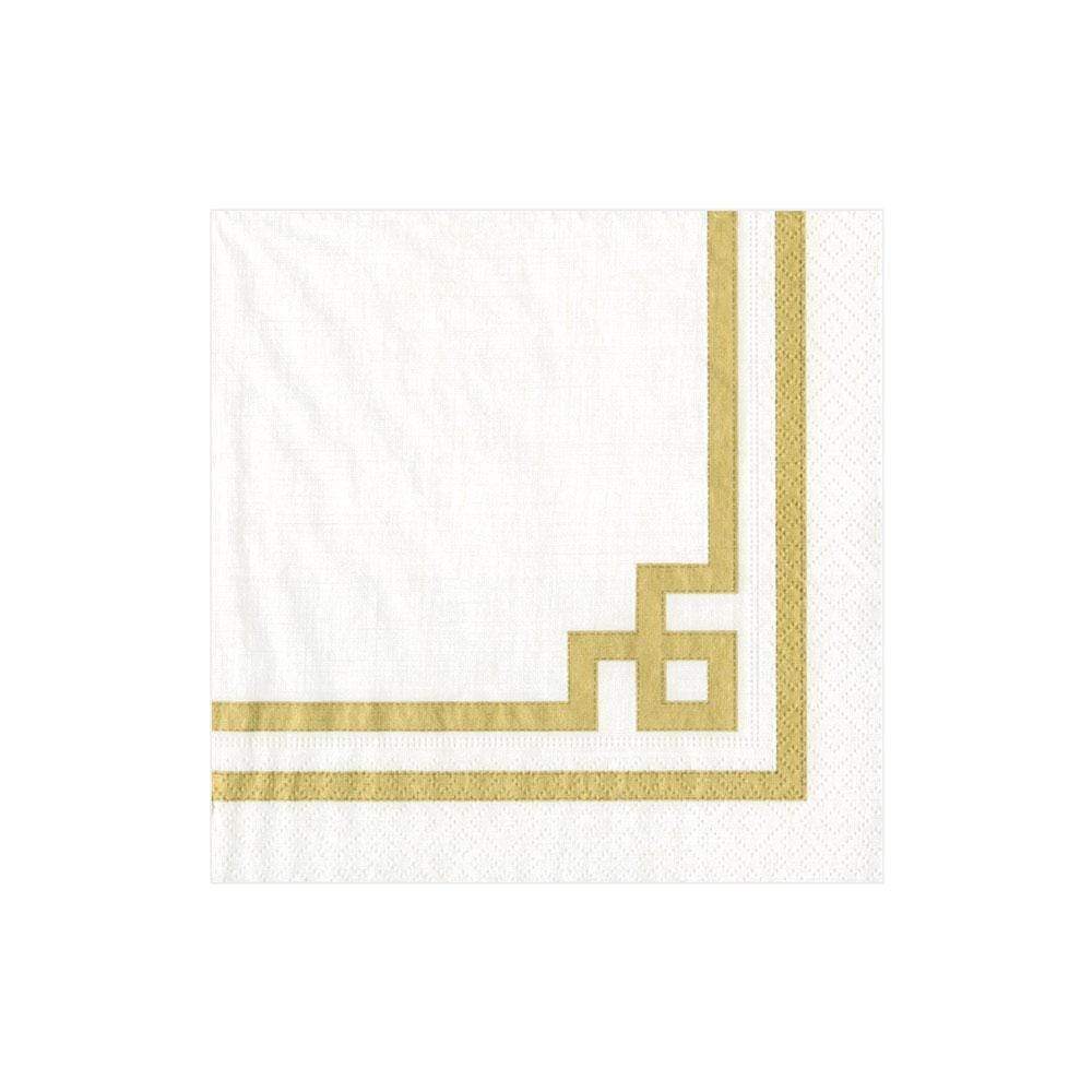 Servilletas pequeñas blancas con borde dorado- pack 20 uds.