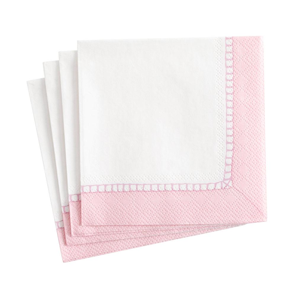 Servilletas borde rosa pastel pequeñas - pack 20 uds.