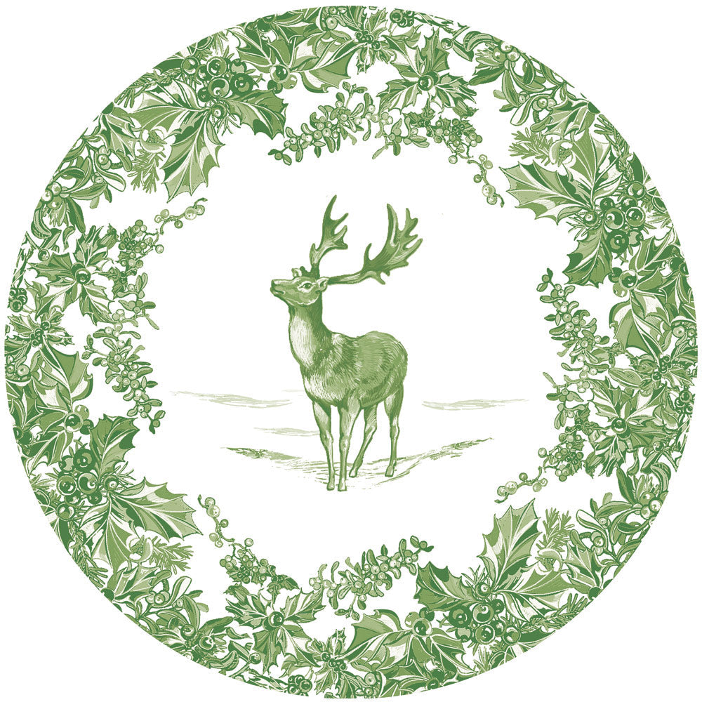 Plato grande Toile de Jouy verde- pack 8 uds.