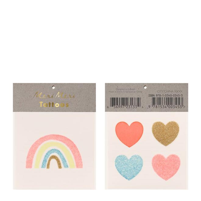 Tatuajes arcoíris y corazones- pack 2 uds.