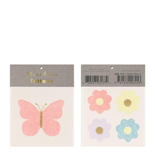 Tatuajes mariposas y flores - pack 2 uds.