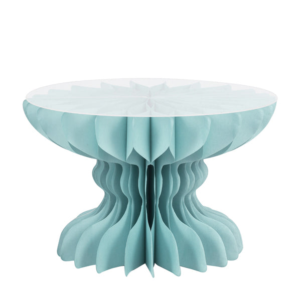 Pie de tarta mediano de papel plisado azul