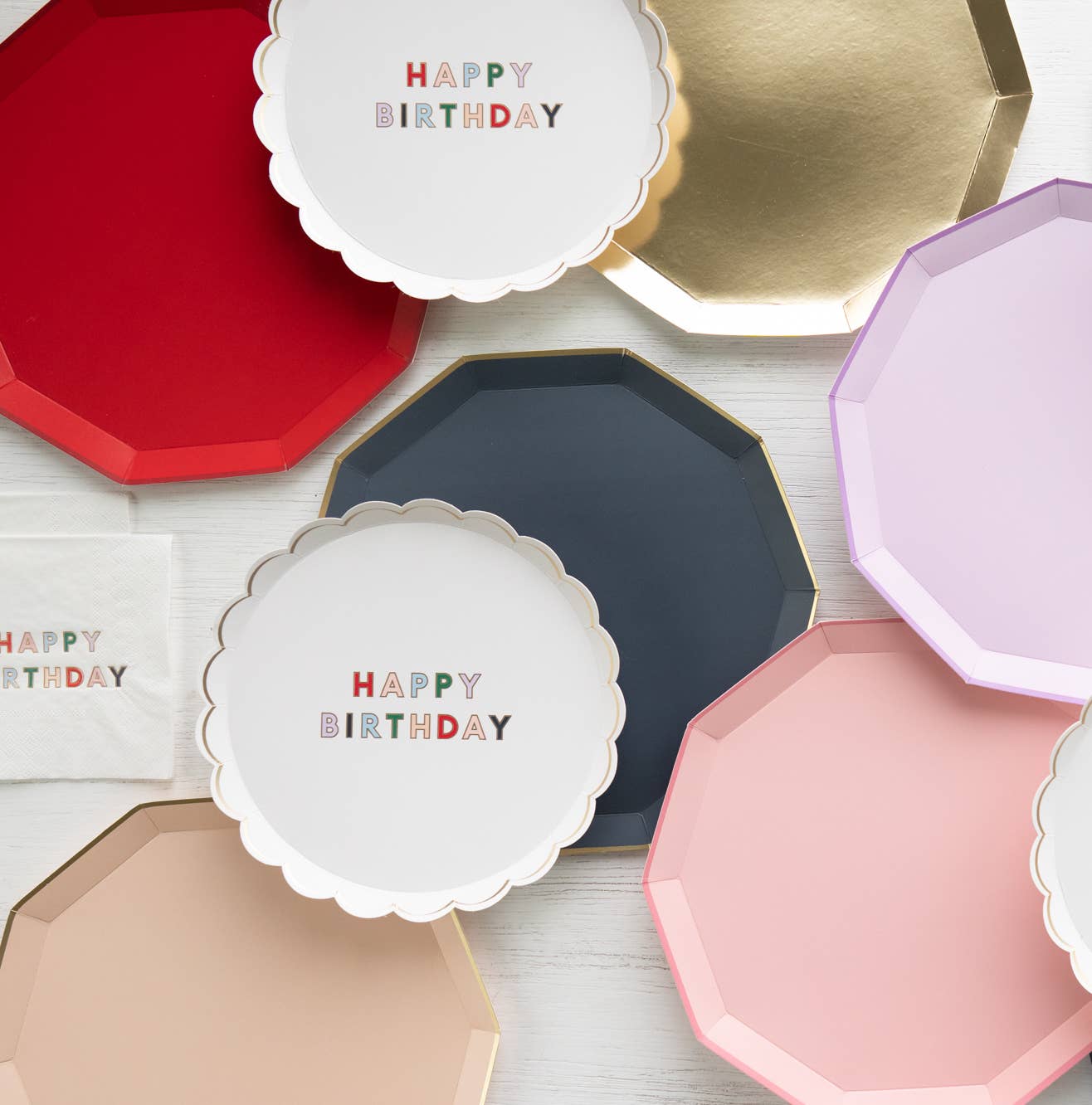 Platos grandes azul con borde dorado- pack 8 uds.