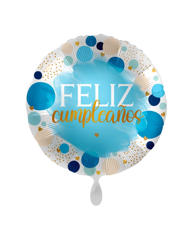 Globo foil redondo -Feliz cumpleaños- azul