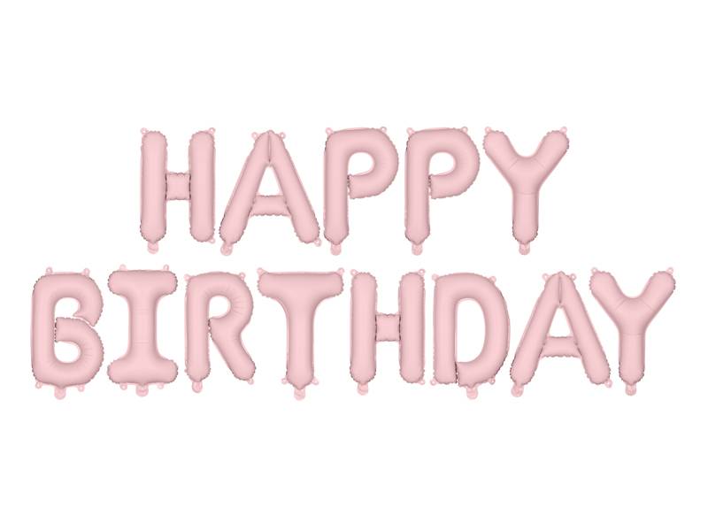 Guirnalda de globos foil letras rosa -Happy Birthday-