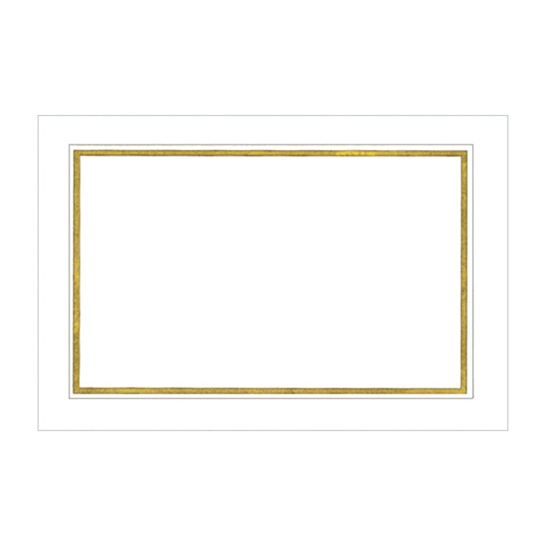Tarjetas marcapuestos blanco con borde dorado- pack 10 uds.
