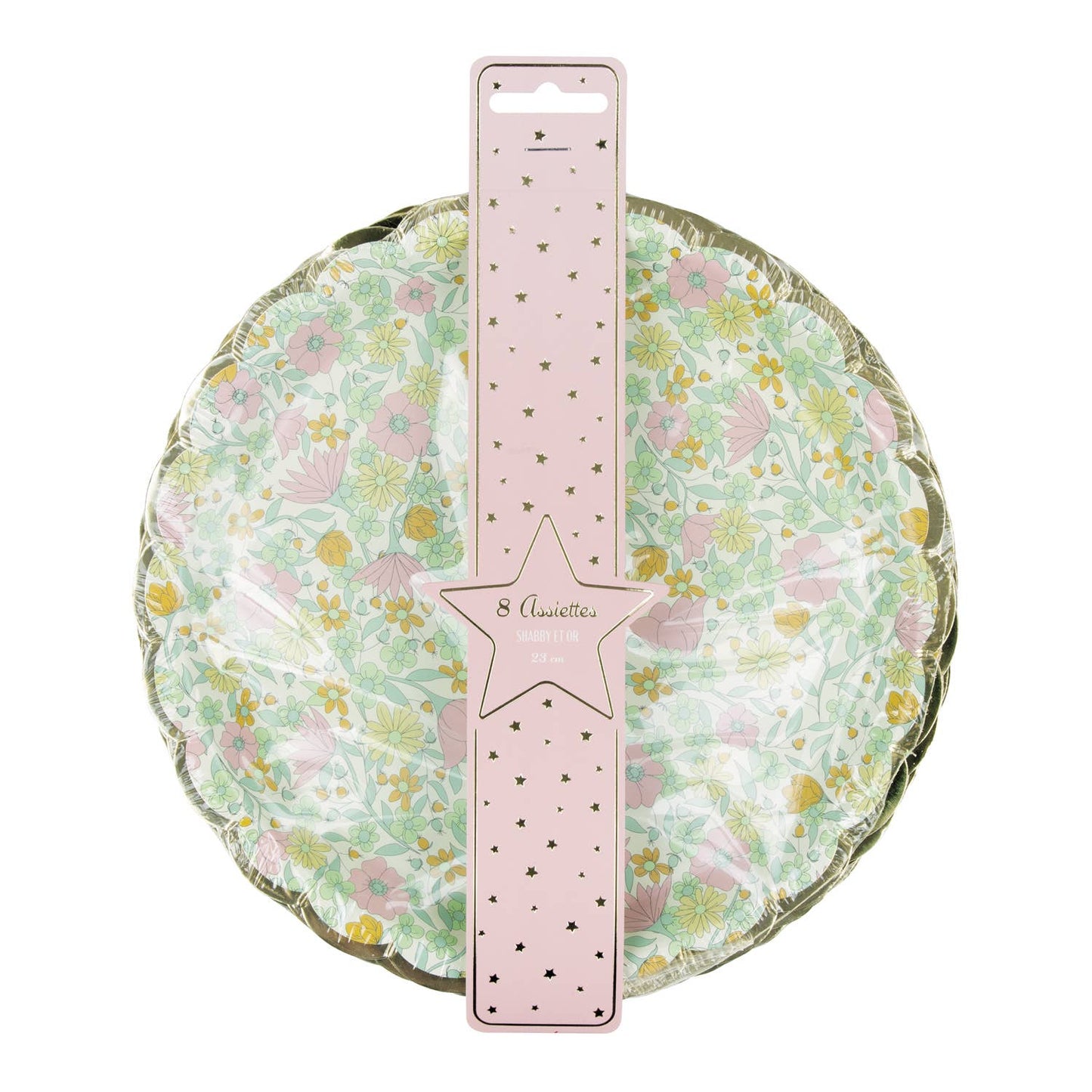 Platos festoneados con flores- pack 8 uds.