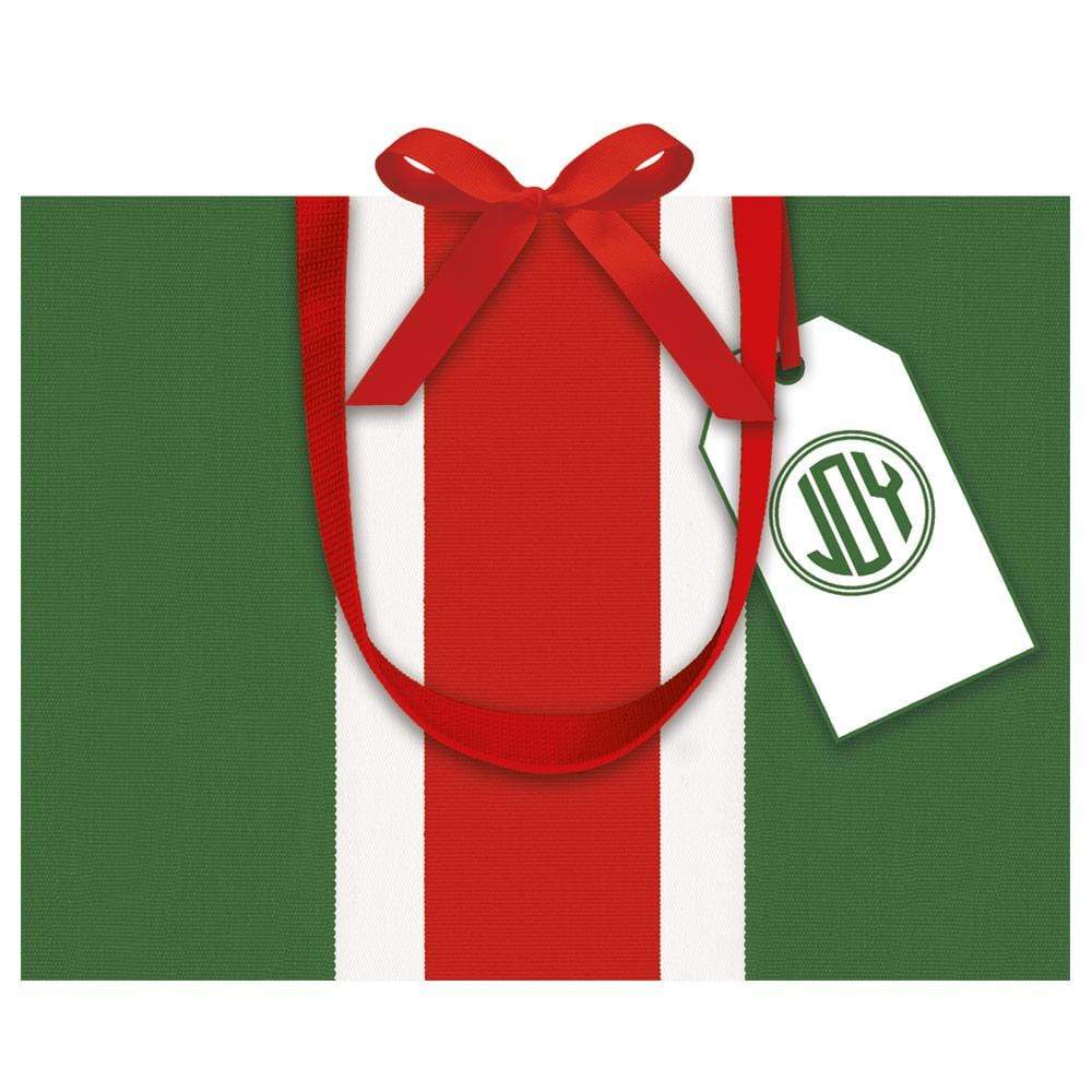 Bolsa de regalo pequeña rayas con etiqueta Navidad