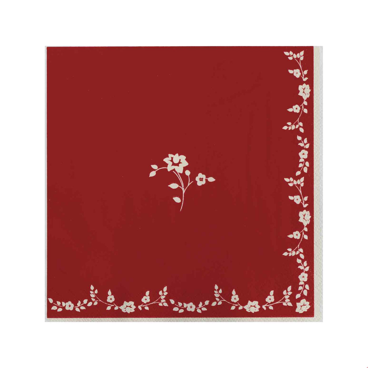 Servilleta pequena granate florecitas-pack 20 uds.