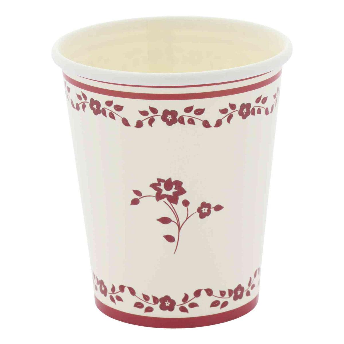 Vaso crema florecitas granate- pack 8 uds.