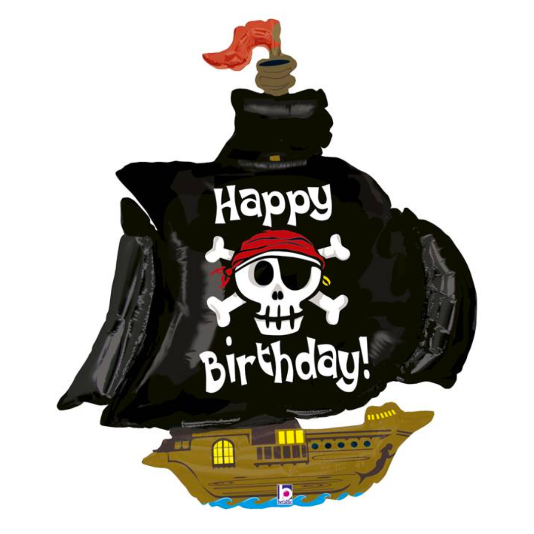Globo foil -Happy Birthday- Barco Pirata