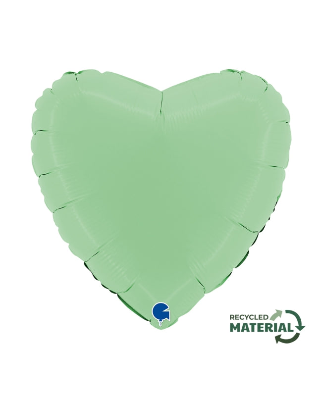 Globo foil corazón pequeño verde mate