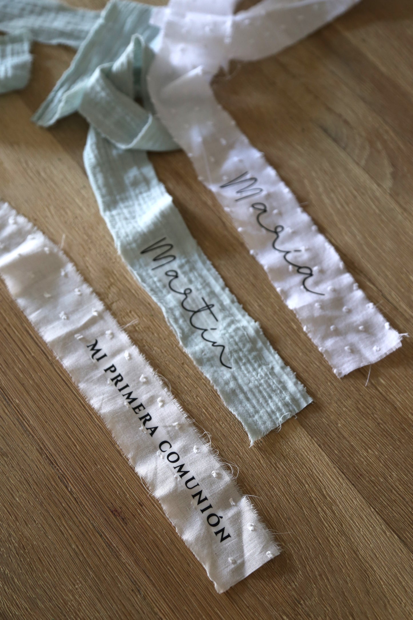 Lazo de tela con nombre- Pack 3 uds.