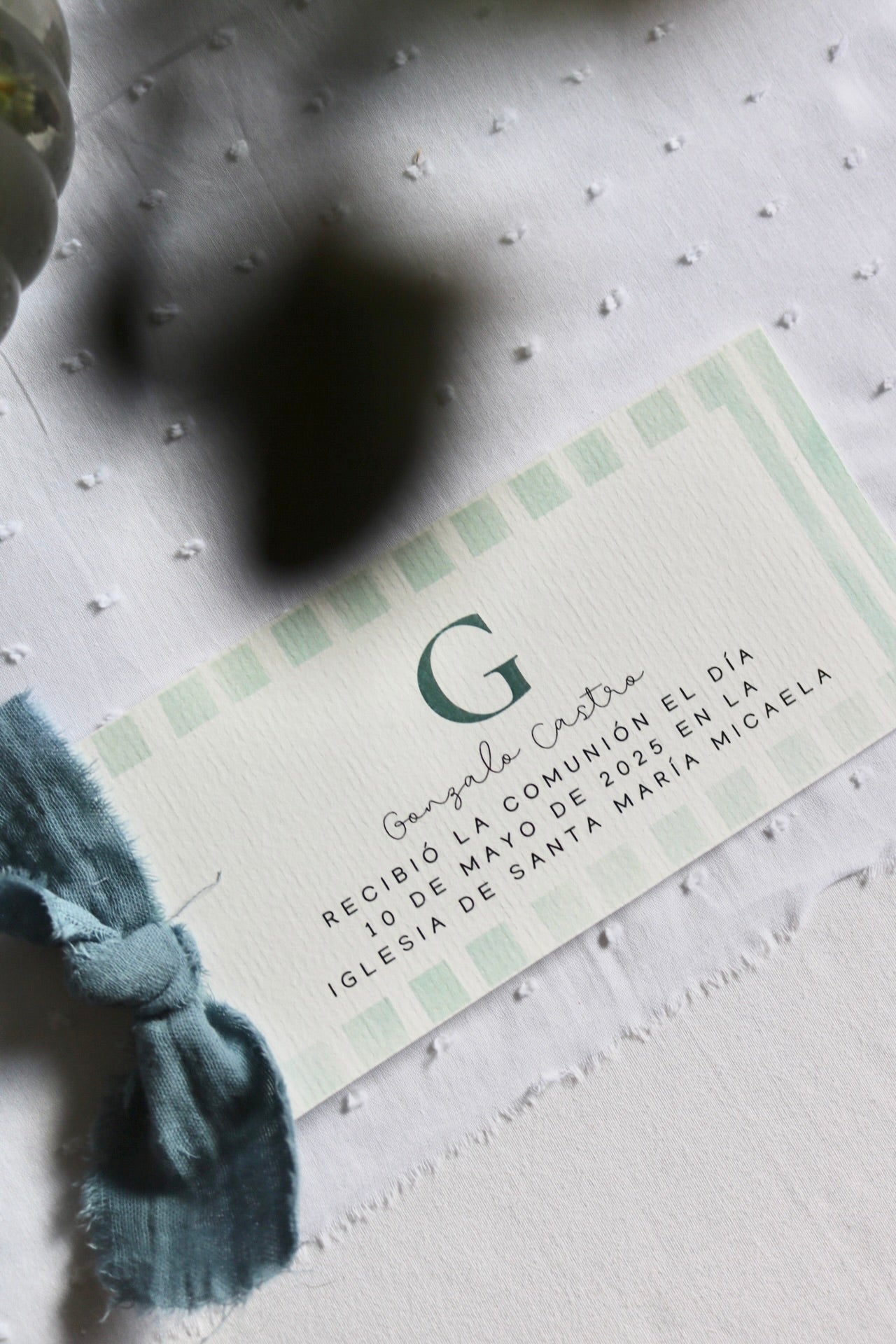 Recordatorio formato etiqueta con lazo