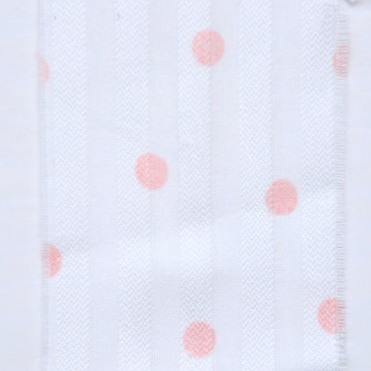 Lazo de tela blanco con lunares rosa
