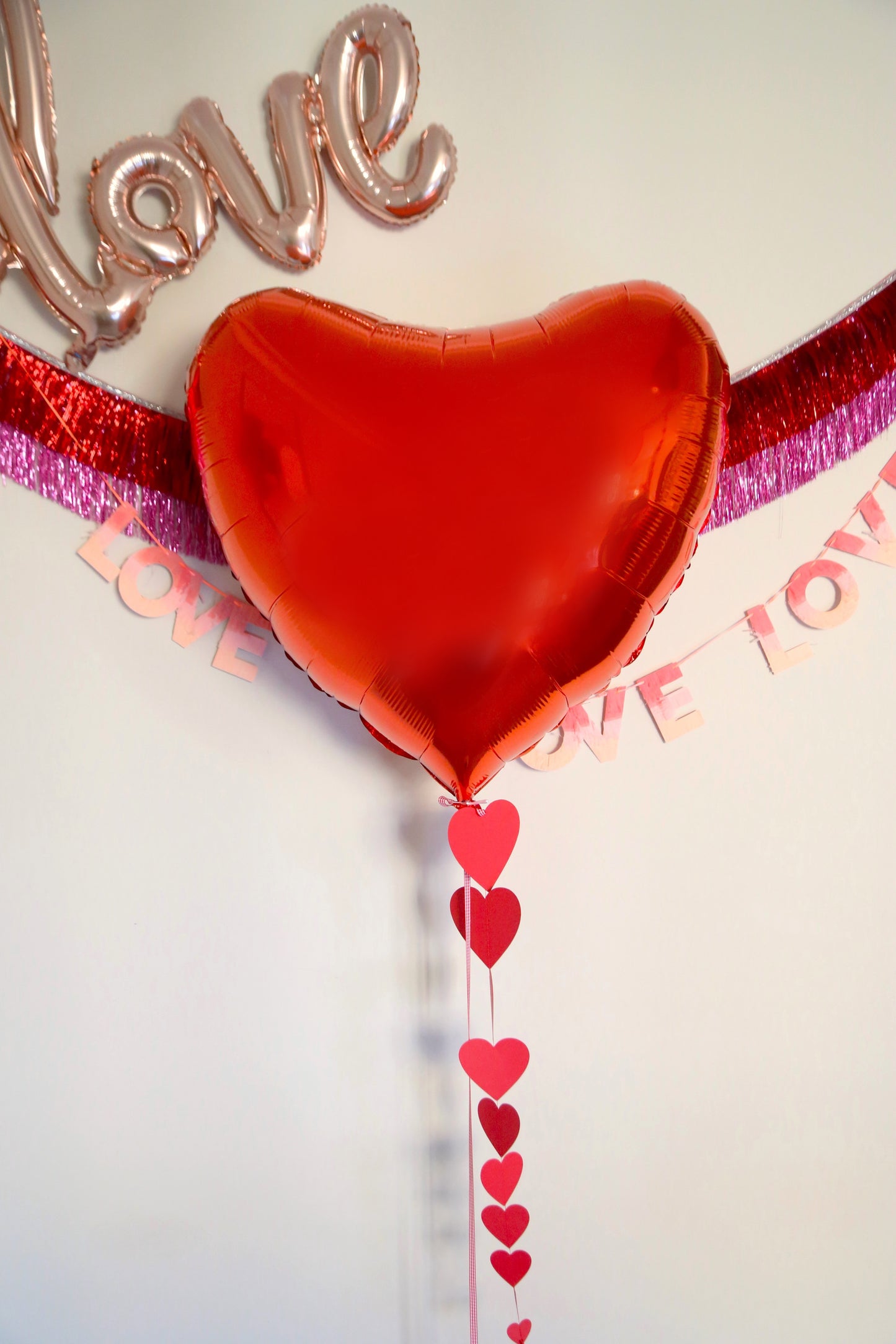 Cinta de globos cosida a mano corazones degradé