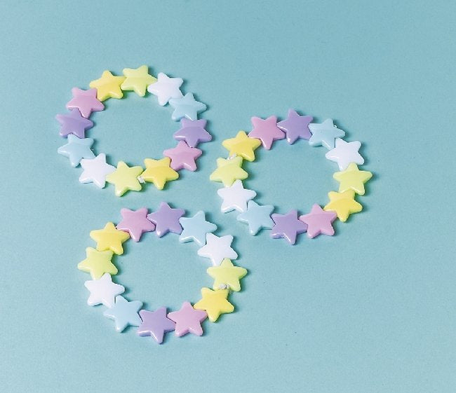 Pulseras estrellitas colores pastel - pack 6 uds.