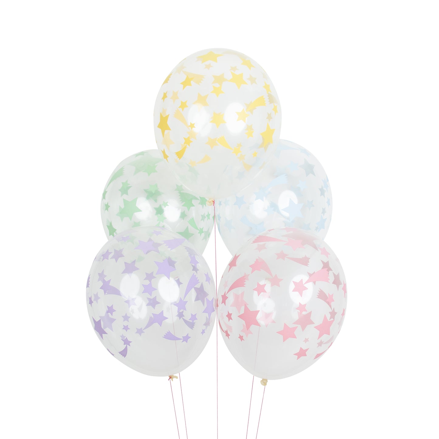 Globos de látex transparentes estrellas- pack 5 uds.