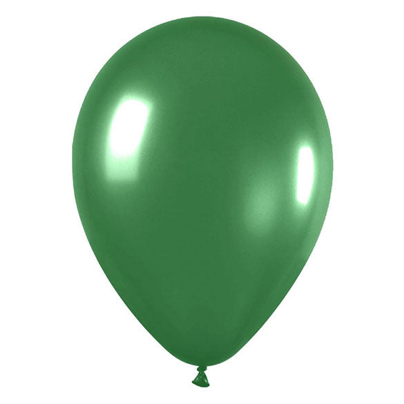 Globo de látex verde metalizado - pack 12 uds.