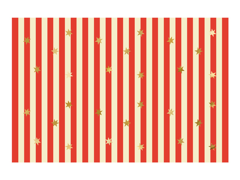 Mantel con estrellas y rayas rojas y beige