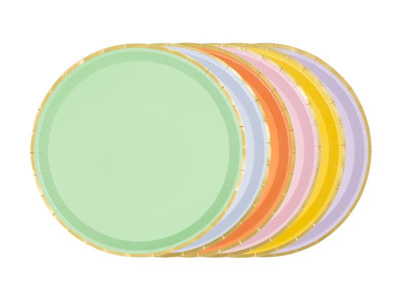 Platos pequeños tonos pastel multicolor con borde dorado- pack 6 uds.