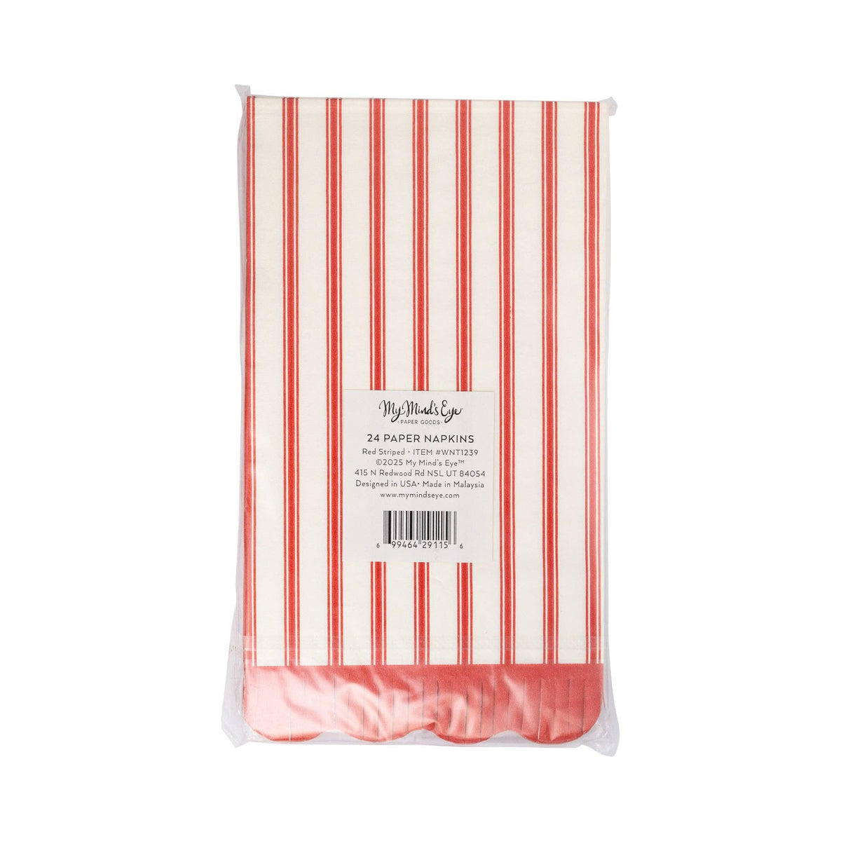 Servilleta rectangular rayas rojo y blanco- pack 24 uds.