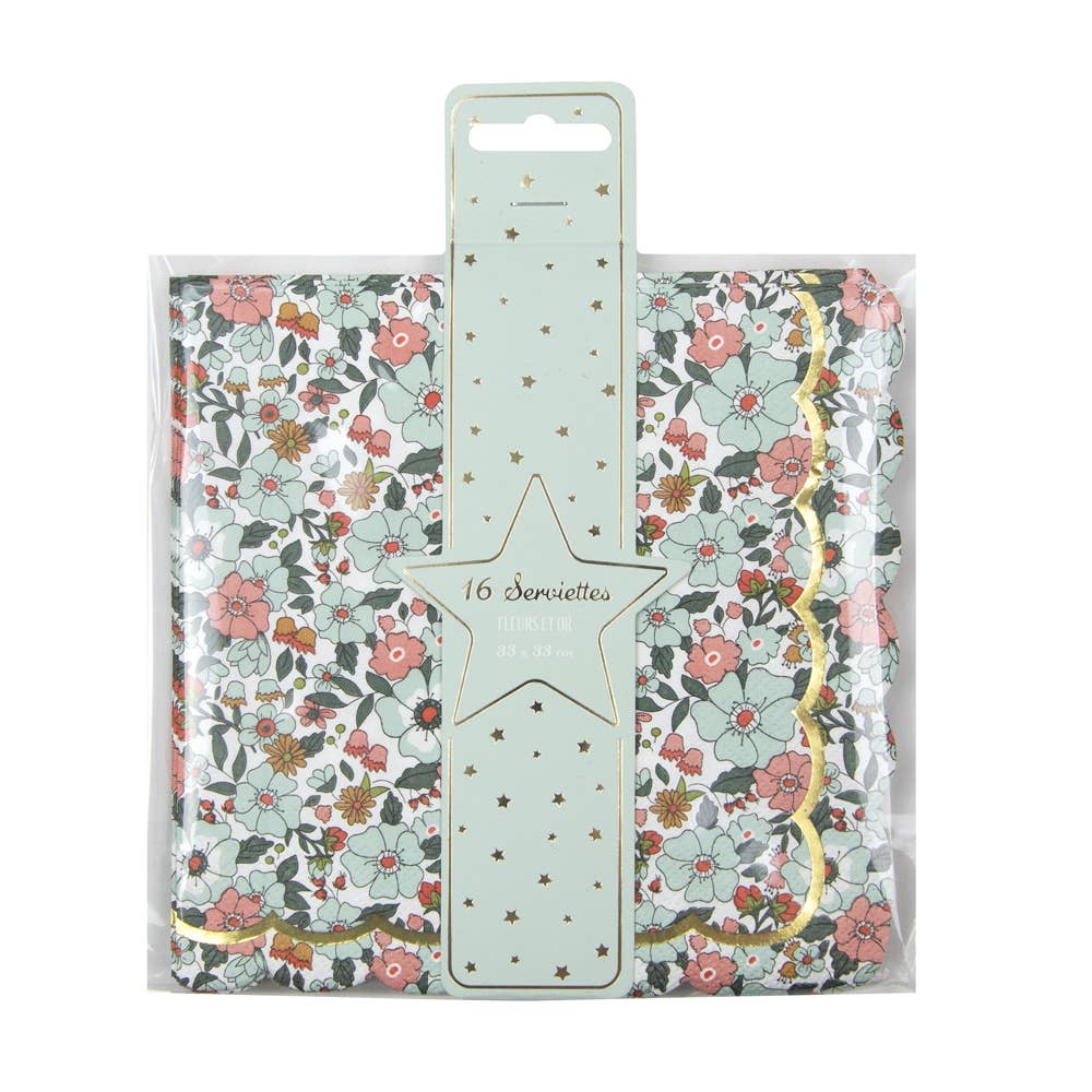 Servilletas con borde festoneado flores- pack 16 uds.