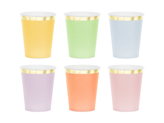 Vasos tonos pastel multicolor surtidos - Pack 6 uds.