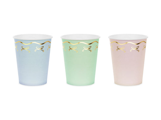 Vasos colores pastel con lazos - Pack 6 uds.