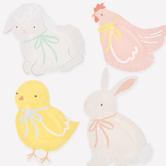 Platos animales granja – Pack 8 uds.