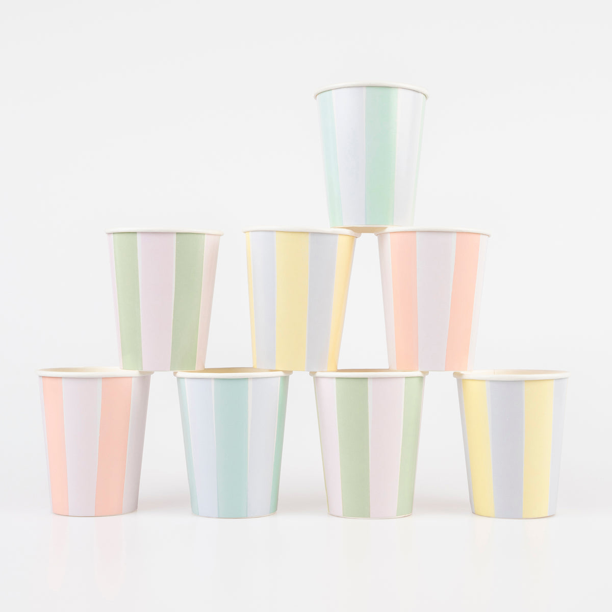 Vasos rayas tonos pastel multicolor surtidos -pack 8 uds.
