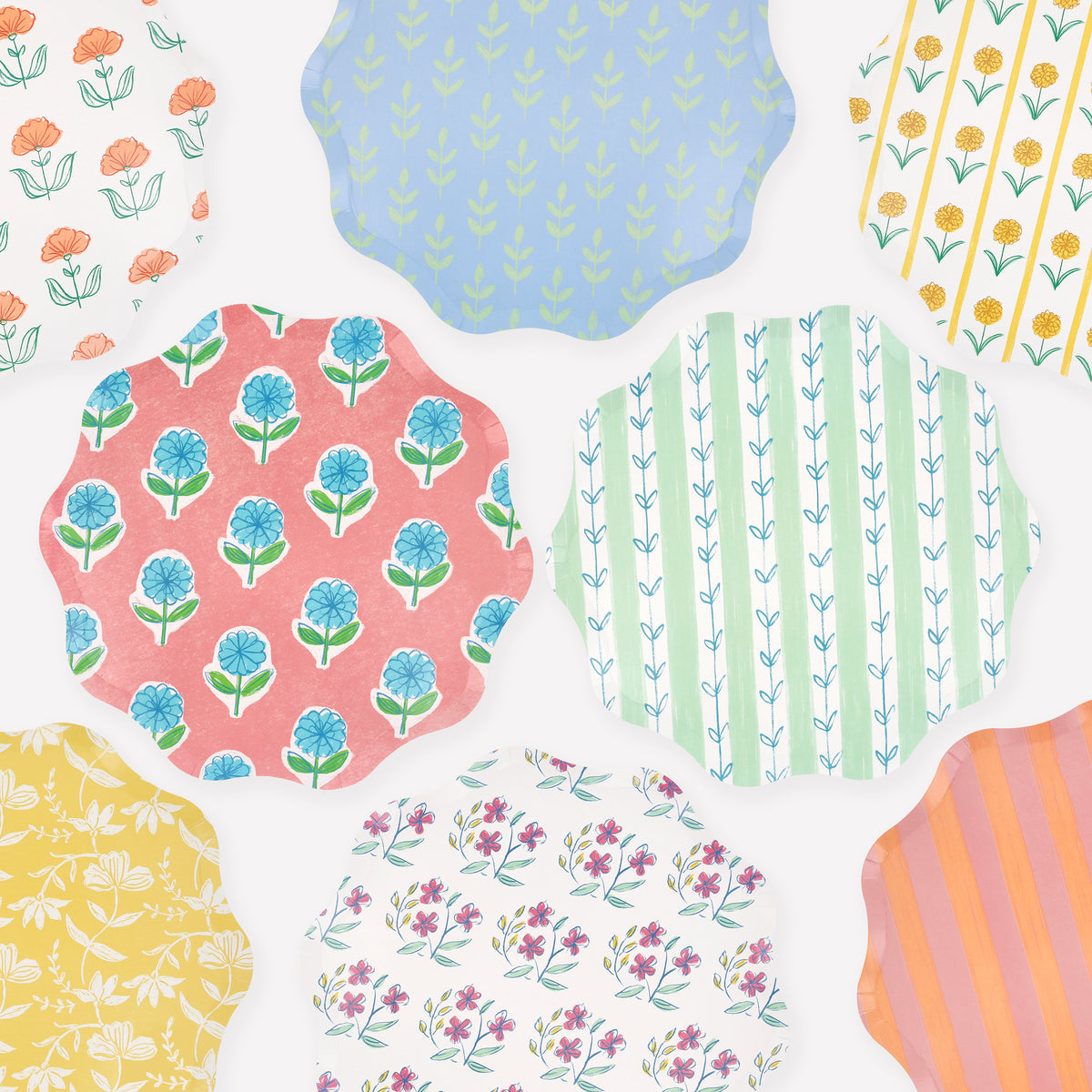 Platos Estampados Flora Grandes – Pack 8 uds