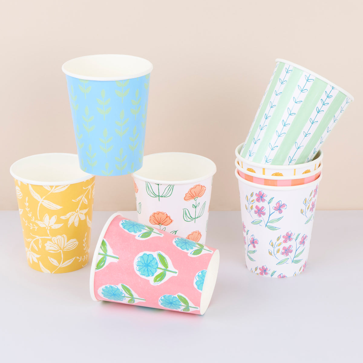 Vasos Estampados Flora – Pack 8 uds