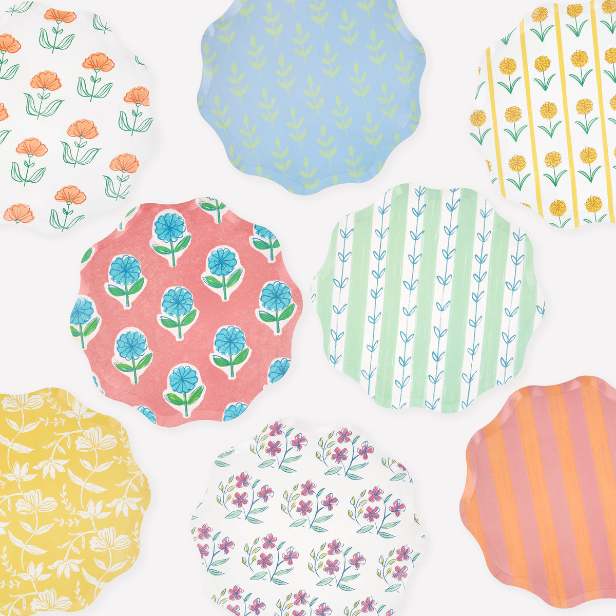 Platos Estampados Flora Pequeño – Pack 8 uds