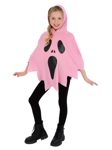 Poncho fantasma rosa infantil