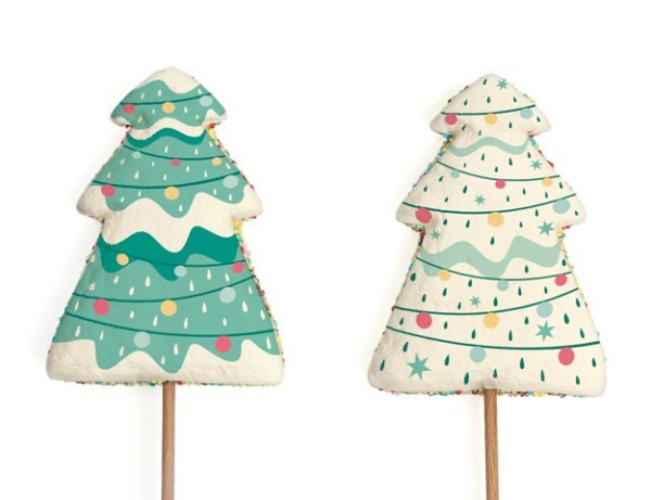 Piruleta de Nube con Forma de Árbol de Navidad