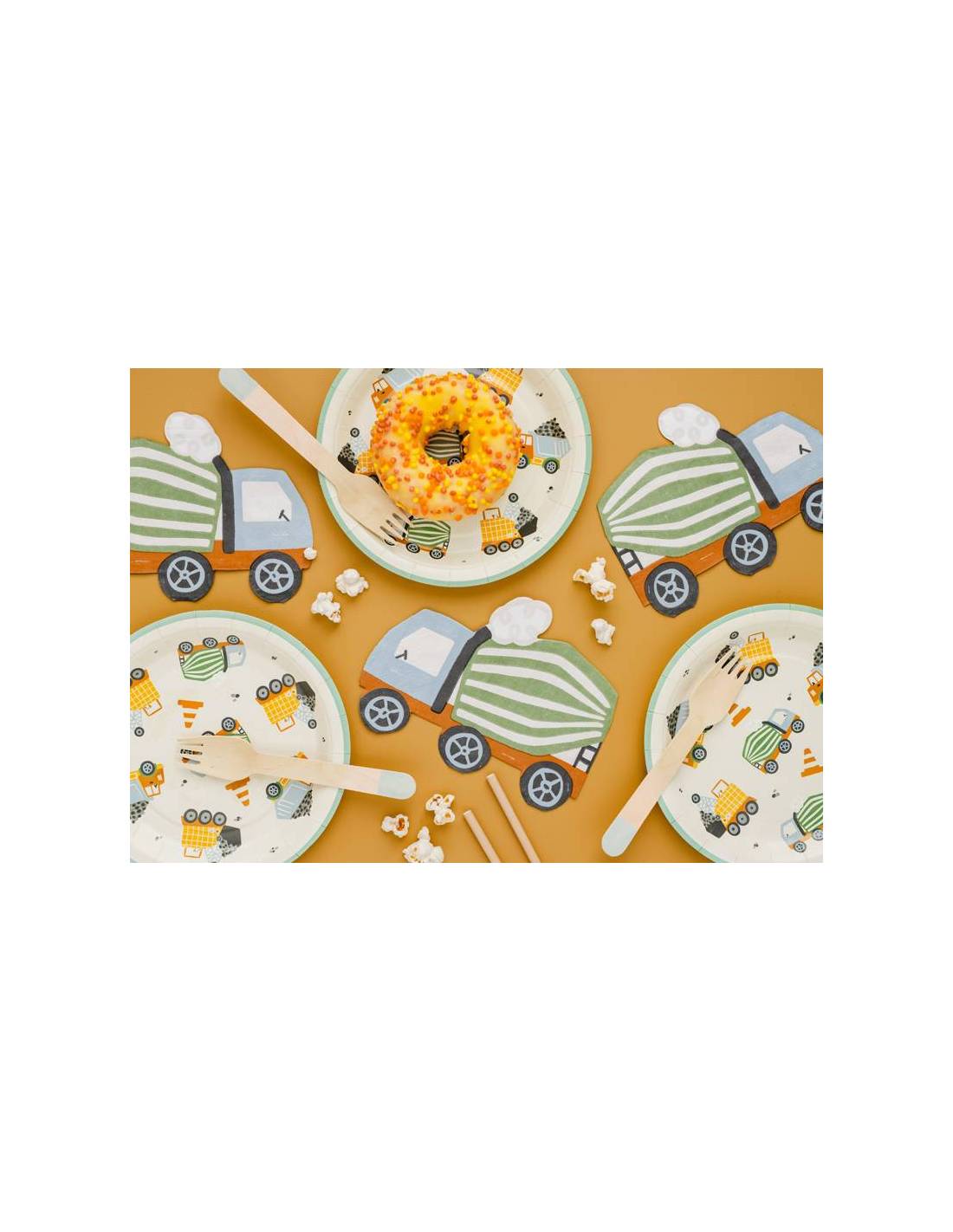 Plato pequeño camiones de construcción- pack 6 uds.