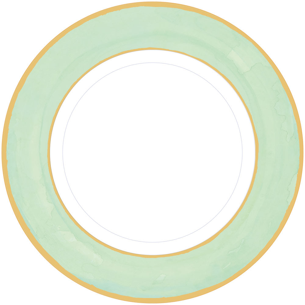 Plato grande blanco con borde verde menta- pack 8 uds.