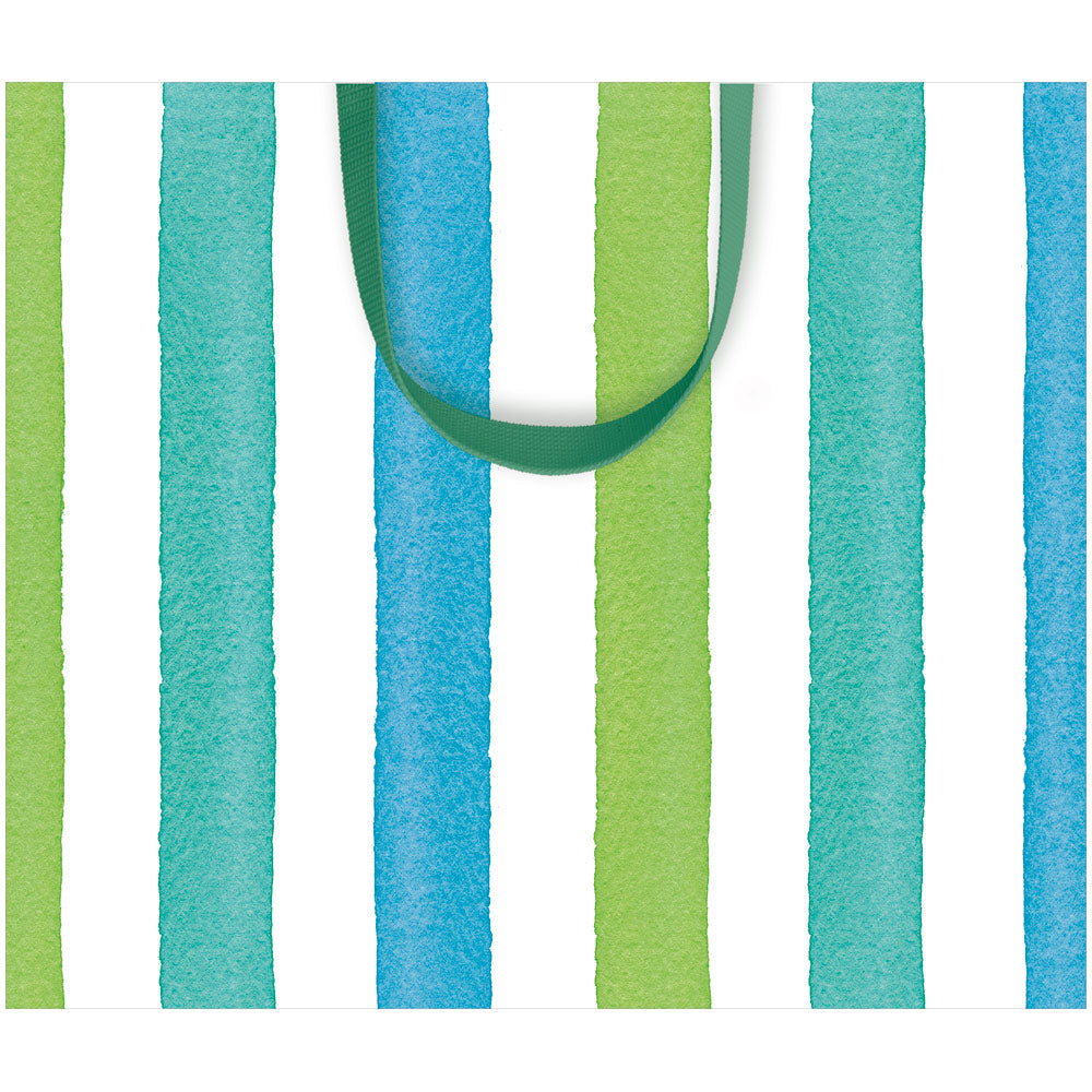 Bolsa de regalo rayas azul y verde mediana