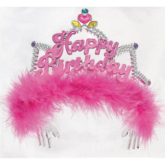 Corona de princesa con plumas -Happy Birthday-Corona de princesa con plumas -Happy Birthday-