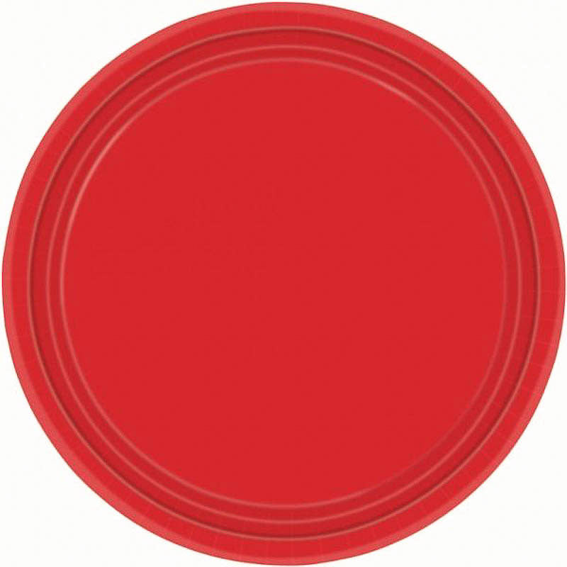 Platos Rojos lisos 23 cm, Pack 8 u.