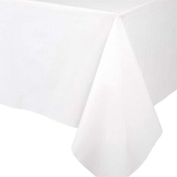 Mantel papel Muaré liso blanco 244 x 152 cm impermeable, Pack 1 u.