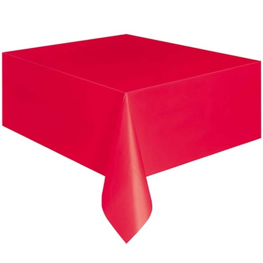 Mantel liso rojo 274 x 137 cm plástico, Pack 1 u.