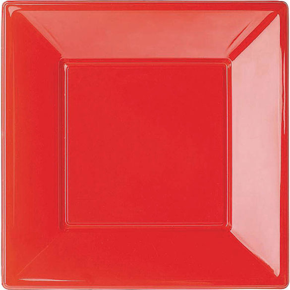 Platos Rojos lisos 23 x 23 cm, Pack 8 u.