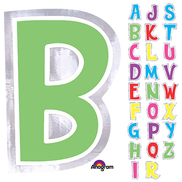 Letra adhesiva de colores variados, de 6 cm de alto.