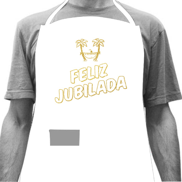 Delantal blanco Feliz jubilada