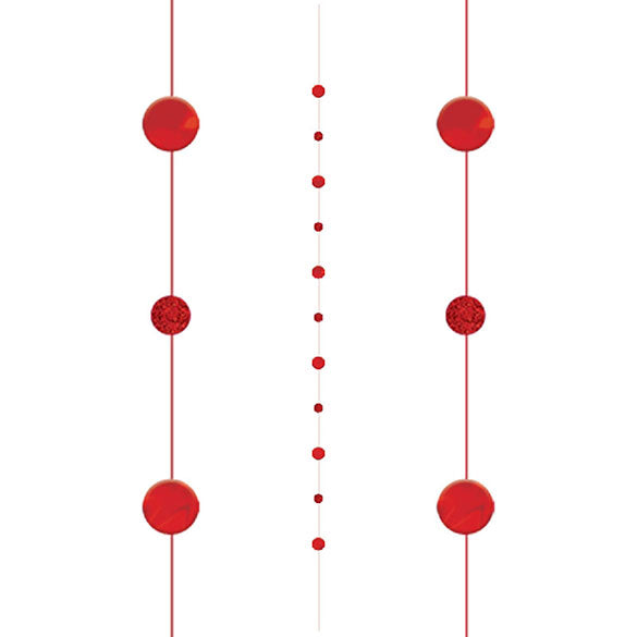 Cinta para globos círculos rojos, 182 cm.