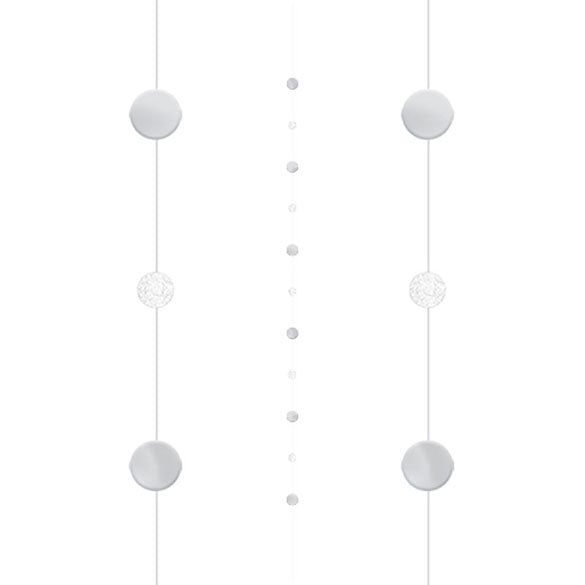 Cinta para globos círculos plata, 182 cm.